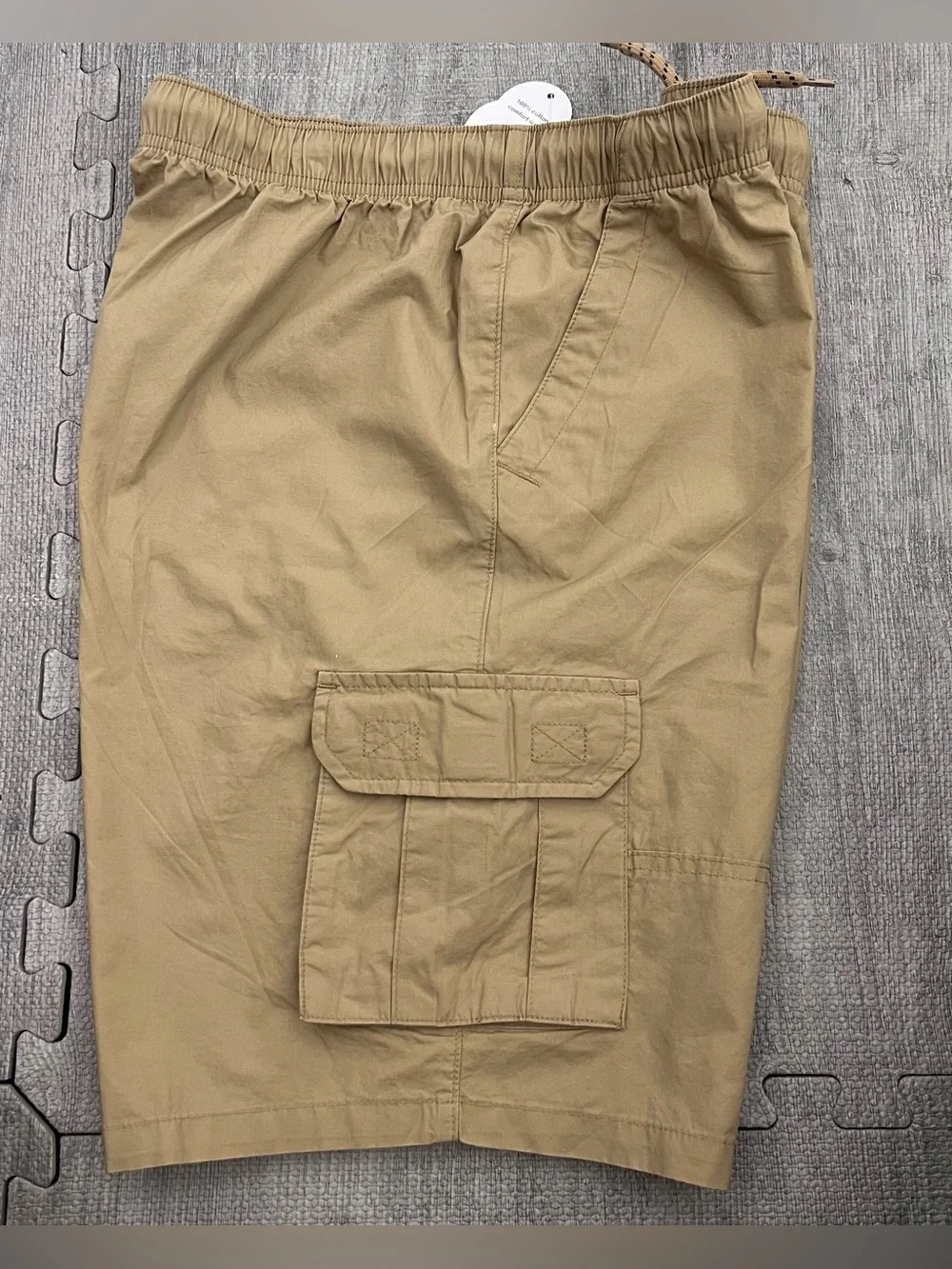 Wonder Nation Boys Beige Cargo Shorts Flat Front Drawstring Elastic Waist